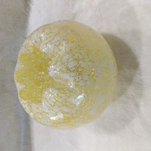 Victorian art glass Rose bowl yellow melt glass silver